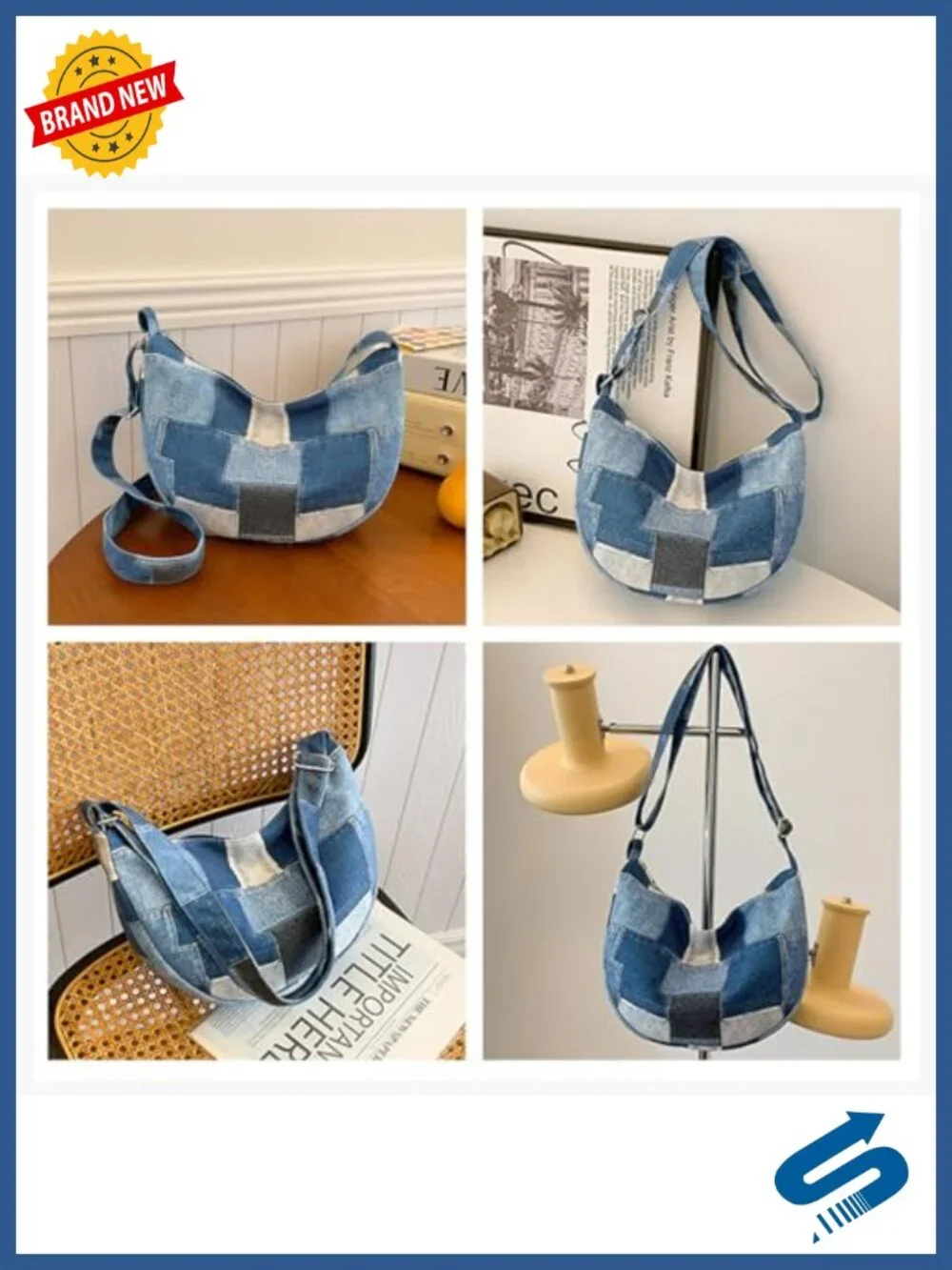 Canvas Crossbody Bag Women Medium Capacity Retro Messenger Satchel Adjustable